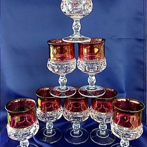 8 GORGEOUS TIFFIN KINGS CROWN WINE GLASSES